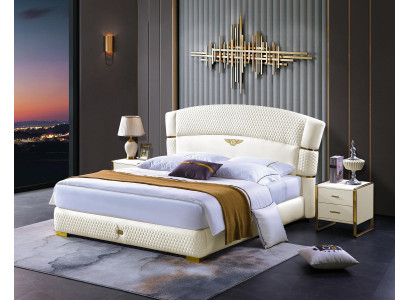 Set da 3 pezzi per camera da letto: letto e comodini, design di lusso, letti in legno, letto matrimoniale.