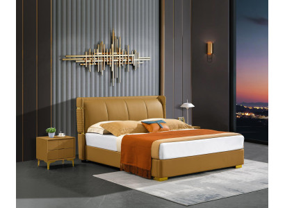 Set da camera da letto Letto Comodino Design Letti Moderni Set in Pelle