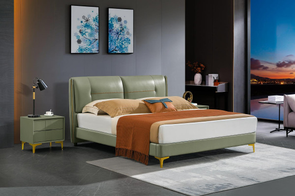 Camera da letto Letto 3 comodini Set di lusso Design Letti in legno Letto matrimoniale