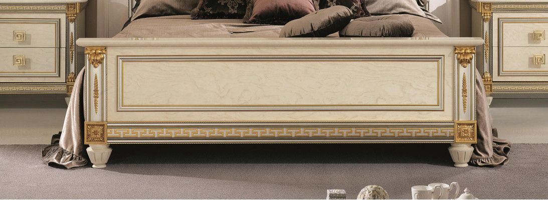 Set da camera da letto Design Moderno Mobili di lusso Letto 2 comodini 7 pezzi. Italia Nuovo