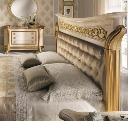 Set da camera da letto Letto Comodino Comò Specchio Sgabello Nuovo 7 pezzi Stile Barocco Rococò