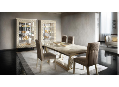 Tavolo da pranzo con 6 sedie, tavolo da pranzo stile rococò barocco stile liberty reale lusso
