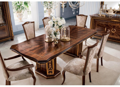 Mobili da tavolo + 6 set di sedie Sala da pranzo in legno completo stile barocco