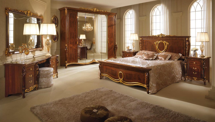 Letto matrimoniale in legno design letto stile antico barocco rococò 2 comodini nuovi