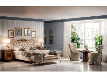 Letto matrimoniale Letto 2 comodini in legno design Antico stile barocco rococò Nuovo