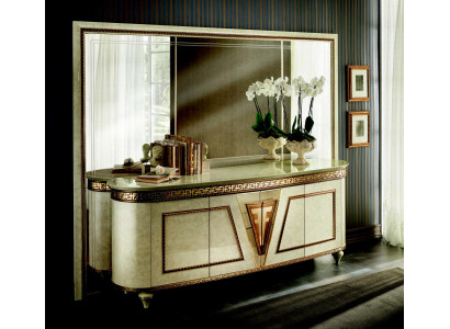 Specchio comò armadio comodini credenza camera da letto set in legno stile antico 2 pezzi