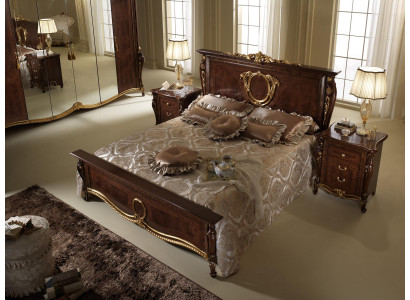 Letto 2x Comodino 3 pezzi Set camera da letto Design Moderno Lusso Mobili Classici