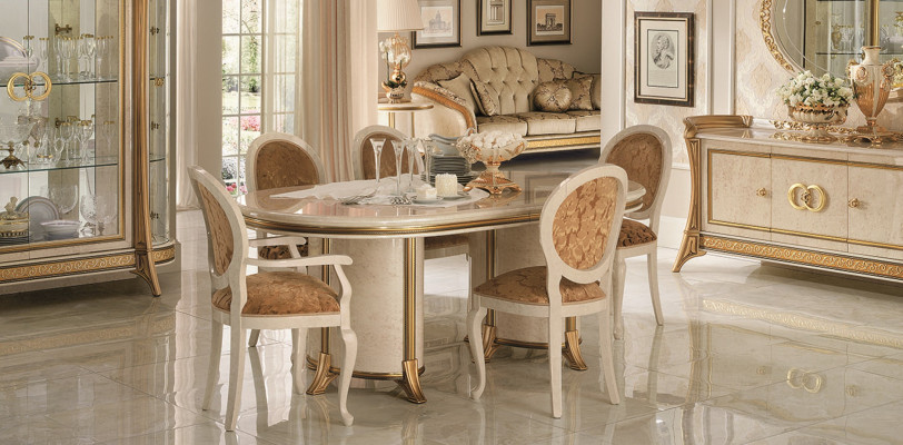 Set da sala da pranzo italiano arredoclassic con 7 pezzi: sedia, tavolo da pranzo.
