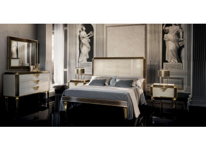 Letto 2x Comodino 3 pezzi. Camera da letto Letto di lusso 180x200 Camera arredoclassic