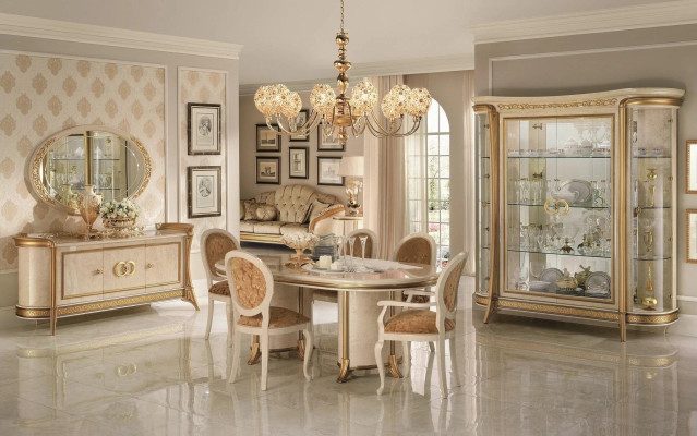 Sala da pranzo Soggiorno Classico Beige arredoclassic Tavolo da pranzo Design Tavolo Legno  Sala da pranzo Soggiorno Classico Beige arredoclassic Tavolo da pranzo Design Tavolo Legno