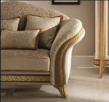 Soggiorno poltrona di lusso hotel imbottito classico monoposto beige
