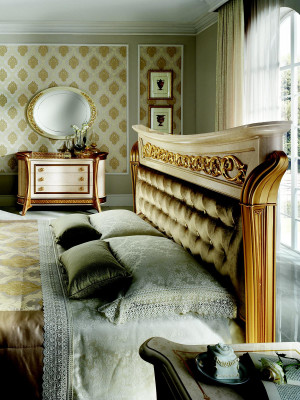 Letto matrimoniale di alta qualità design, letto Chesterfield stile Jugendstil