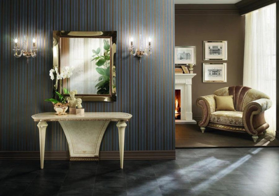 Specchio classico da parete con cornice in legno vero di lusso, nuovo stile barocco arredoclassic.