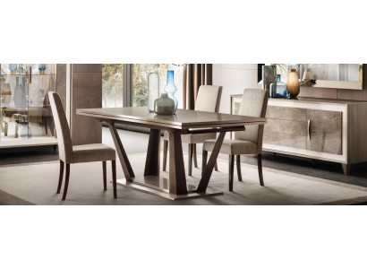 Mobili di lusso, tavolo da pranzo, tavolo, sala da pranzo, soggiorno, legno, acciaio inox, design, tavoli, nuovo