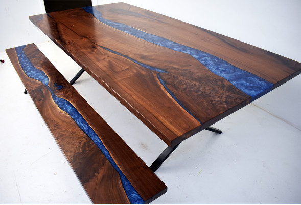 Design Tavolo Panca Tavolo da pranzo Tavolo da cucina Tavoli Panche Massiccio Legno vero Soggiorno