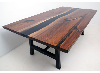 Tavolo da pranzo in resina epossidica in legno massiccio genuino, mobili massicci tavolo epossidico nuovo