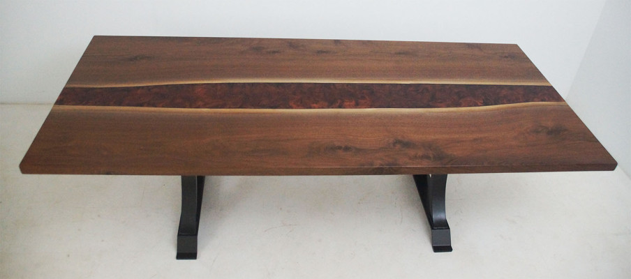 Resina epoxidica Tavolo da pranzo in legno massiccio Mobili massicci Tavolo in resina ad effetto cascata 240x100cm