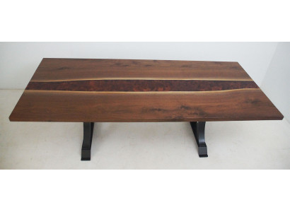 Resina epoxidica Tavolo da pranzo in legno massiccio Mobili massicci Tavolo in resina ad effetto cascata 240x100cm