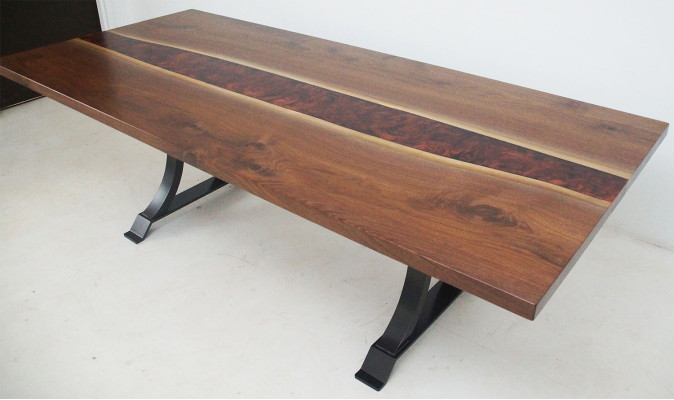 Resina epoxidica Tavolo da pranzo in legno massiccio Mobili massicci Tavolo in resina ad effetto cascata 240x100cm