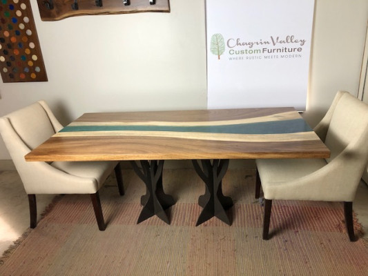 Tavolo da pranzo in resina epossidica tavoli in legno massello di vero legno design massiccio mobili 240x100