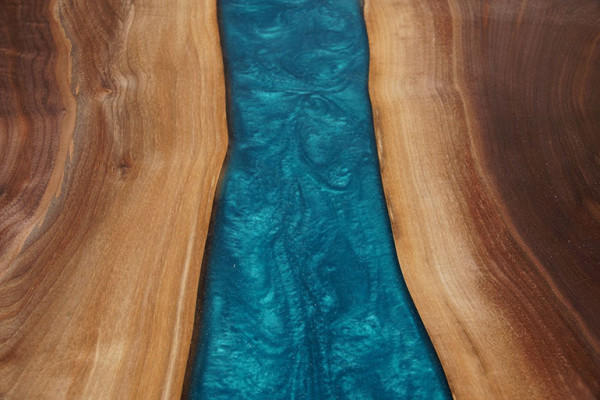 Tavolo tavolo da pranzo tavoli resina epossidica resina design massiccio mobili 240x100 legno vero