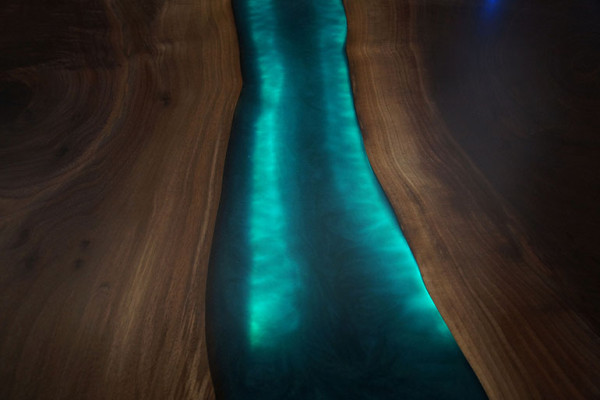 Tavolo tavolo da pranzo tavoli resina epossidica resina design massiccio mobili 240x100 legno vero