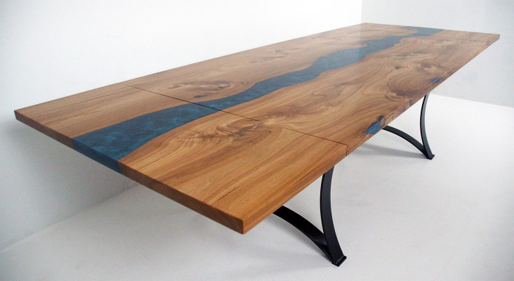 Tavolo tavolo da pranzo tavoli resina epoxi mobili design massiccio 240x100 legno vero e proprio epossidico