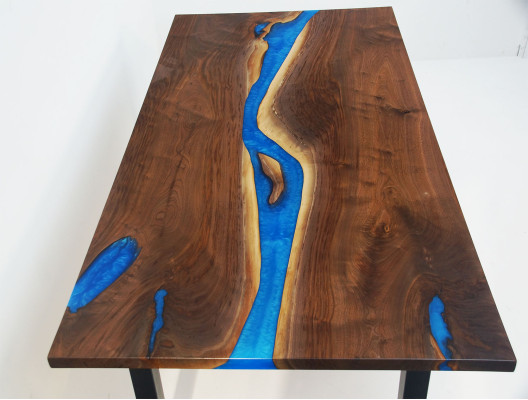 Fiume Tavoli Tavolo da pranzo Design Tavolo Mobili moderni 220x90 Resina epossidica Oceano Mare