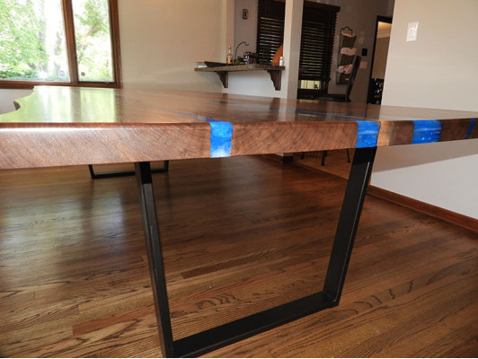 Tavolo da pranzo Design Tavolo Tavoli moderni Mare Oceano Fiume Mobili 220x90 Resina epossidica