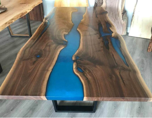 Fiume Tavoli Tavolo da pranzo Design Tavolo Moderno Mare Mobili 220x90 Resina epossidica Oceano