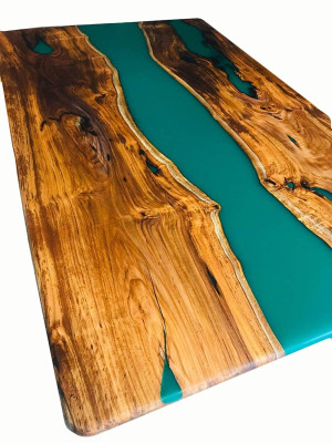 Tavolo da pranzo Design Tavolo Tavoli moderni Mare Oceano Fiume Mobili 200x90 Resina epossidica