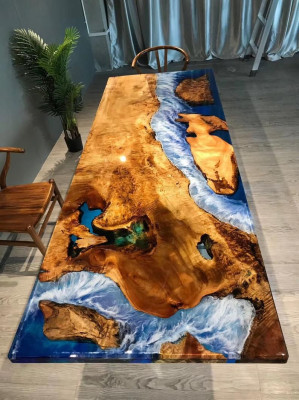 Tavolo da pranzo Design in resina Tavoli moderni Mare Fiume Mobili 220x90 Epossidico Oceano