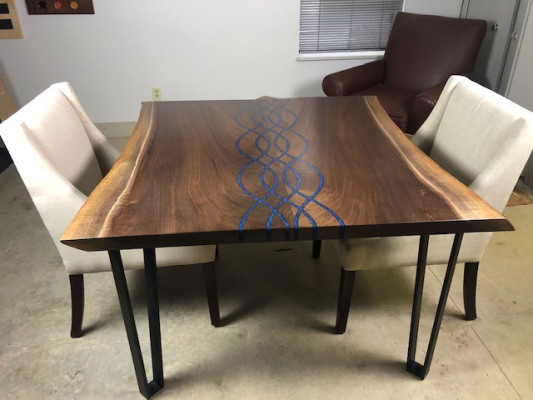 Fiume Tavoli Tavolo da pranzo Design Tavolo Moderno Mare Mobili 100x100 Resina epossidica Oceano