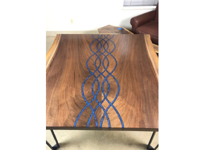 Fiume Tavoli Tavolo da pranzo Design Tavolo Moderno Mare Mobili 100x100 Resina epossidica Oceano