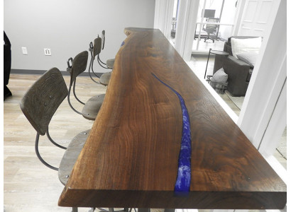 Epoxid Tresen Bartisch legno reale mobile massiccio tavolo in resina epossidica a cascata 240x70