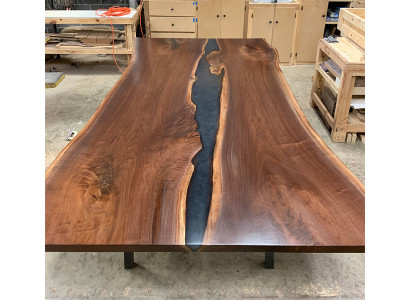 Tavolo da pranzo River Table in legno massiccio 240x100 resina epossidica mare Waterfall  Tavolo da pranzo River Table in legno massiccio 240x100 resina epossidica mare Waterfall