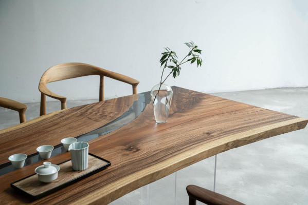 Tavolo in resina epossidica da tavolo in tavola massiccia 240x100 River Table.