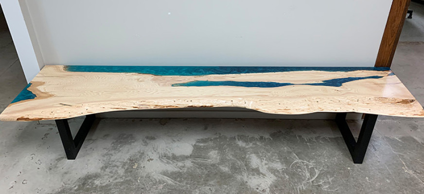 Resina epossidica tavolo in legno massiccio mobili massicci tavolino in resina d'epossidica 250x60cm