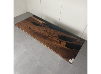 Tavolo da pranzo Black River Table in legno autentico, tavolo fluviale 221x91cm.