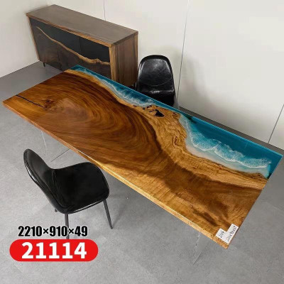 Tavolo in resina epossidica River Table in legno massiccio vero 221x91.
