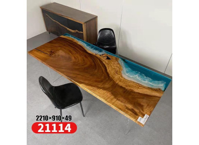 Tavolo Tavolo da pranzo Tavoli Resina Epossidica Massiccia Mobili di Design 221x91 Reale