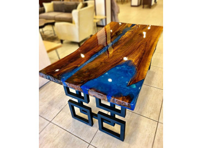 Tavolo da caffè Blue River Table in legno vero Tavolo fluviale 140x80 Tavoli