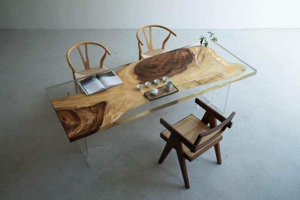 Tavolo da pranzo in resina epossidica River Table Massiv 200x90 Tavolo fluviale nuovo