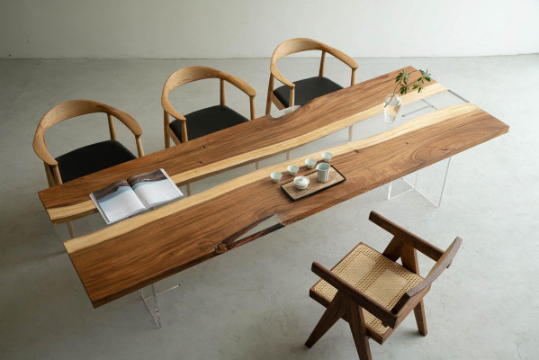 Tavolo da pranzo River Table Massiv Tische 220x80 Tavolo da fiume Mare Cascata d'acqua