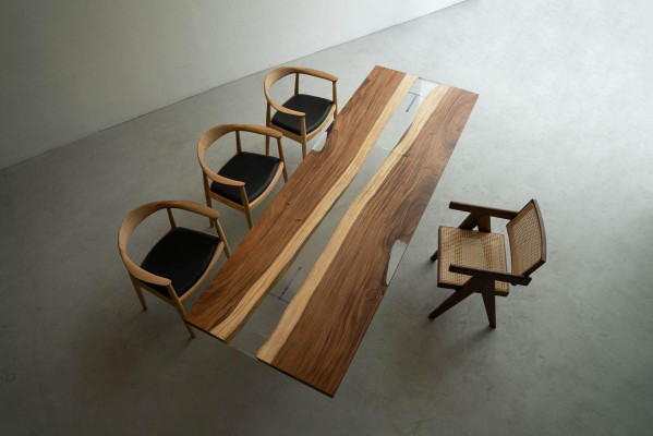 Tavolo da pranzo River Table Massiv Tische 220x80 Tavolo da fiume Mare Cascata d'acqua