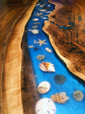 Tavolo su misura in resina epossidica Legno reale Prezzo 1mq Tavoli