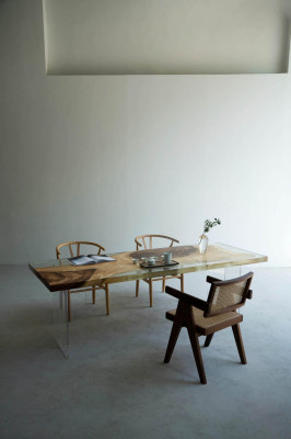 Tavolo di design di lusso Tavoli in resina epossidica Tavolo da pranzo 200x80 Mobili in legno massello