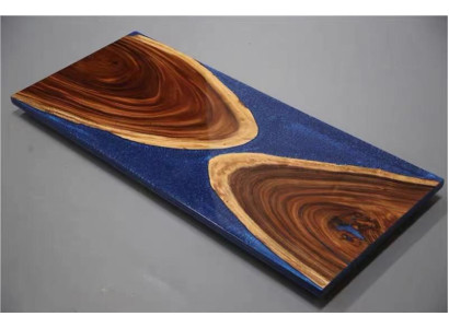 Tavolo da pranzo in resina epossidica di 1 metro quadrato in legno massiccio, mobile waterfall in resina epossidica.