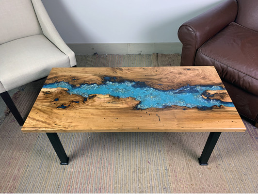 Tavolino River Table in legno reale Tavolo fluviale decorativo in resina epossidica massiccia