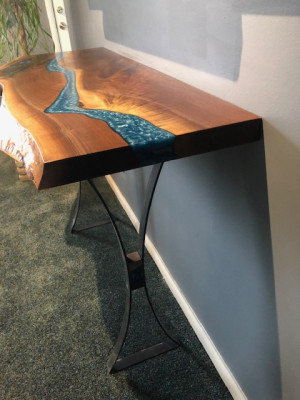 Tavolo da console design, tavolo comò in resina epossidica fatta a mano